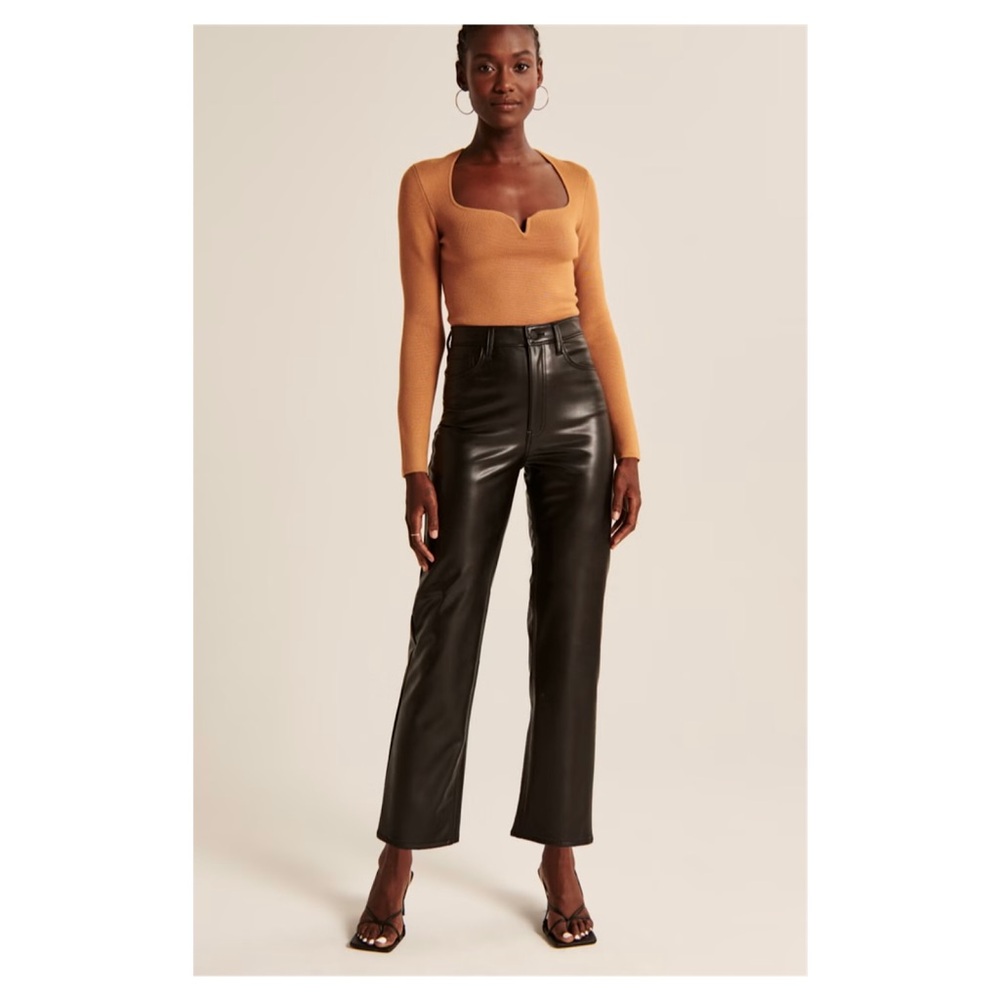 Abercrombie & Fitch Vegan Leather The Ankle Straight Ultra High Rise size 14